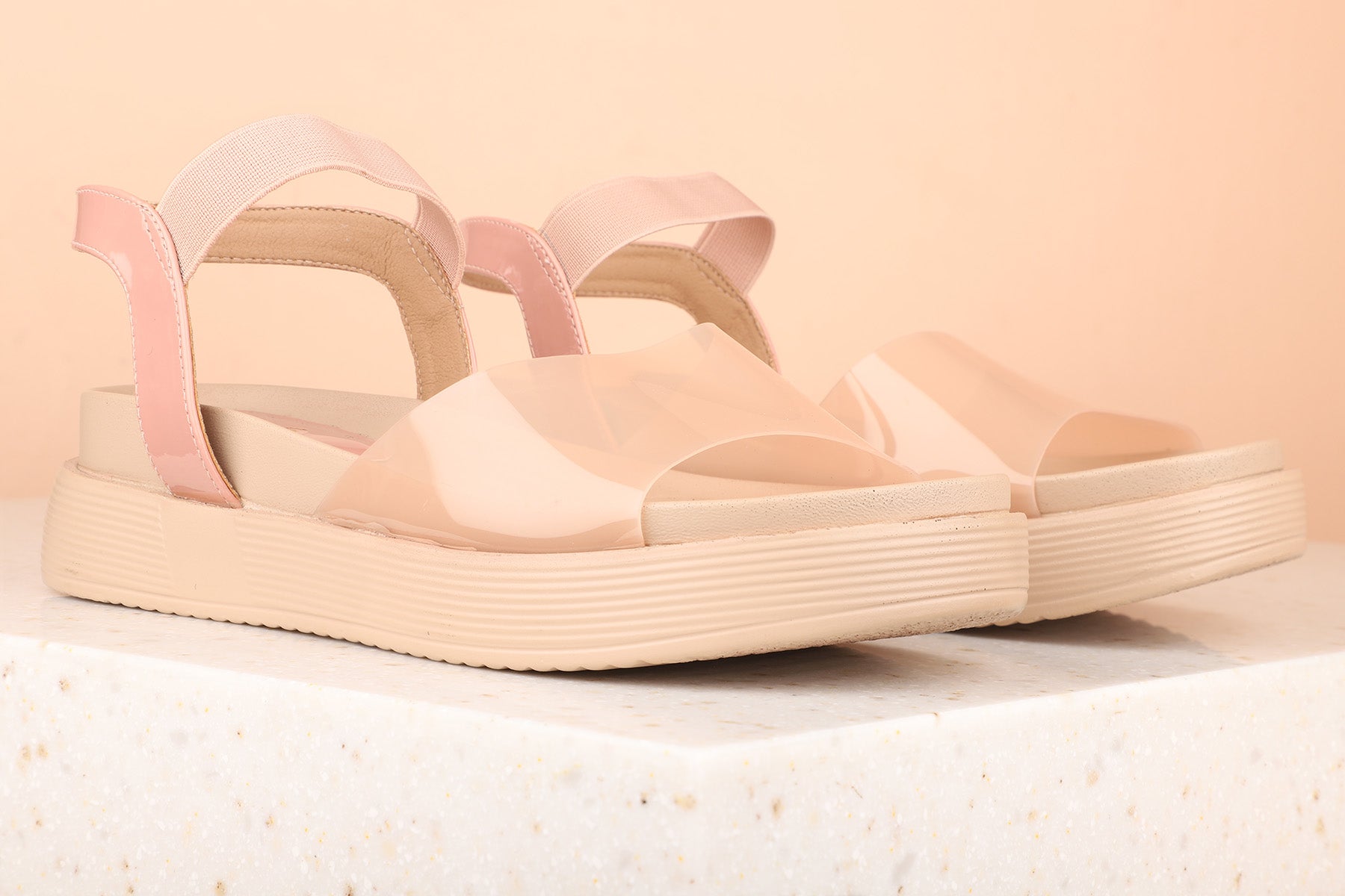 Women Peach Wedge Heels