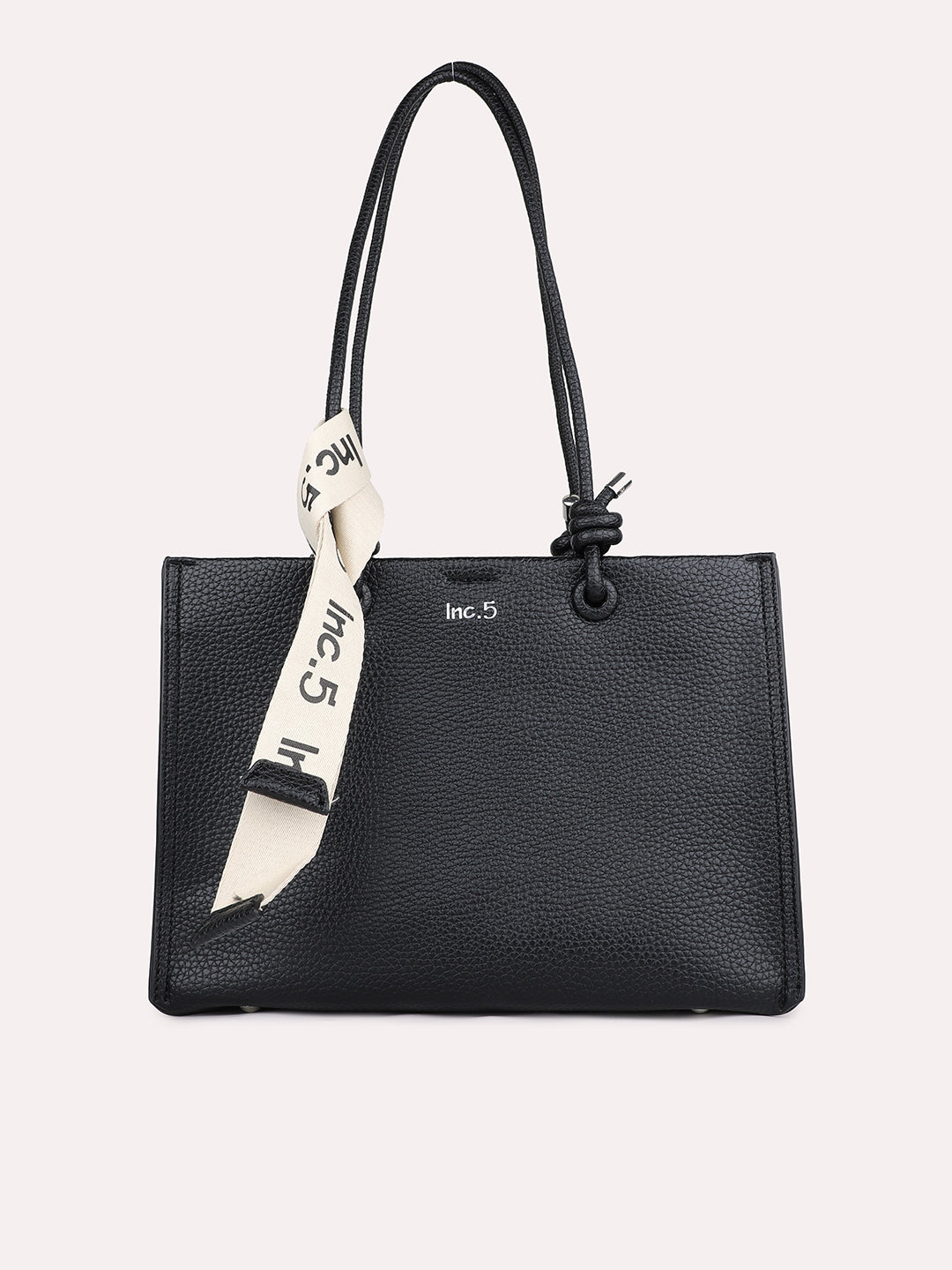 Minimalist Womens Black Textured Shoulder Bag