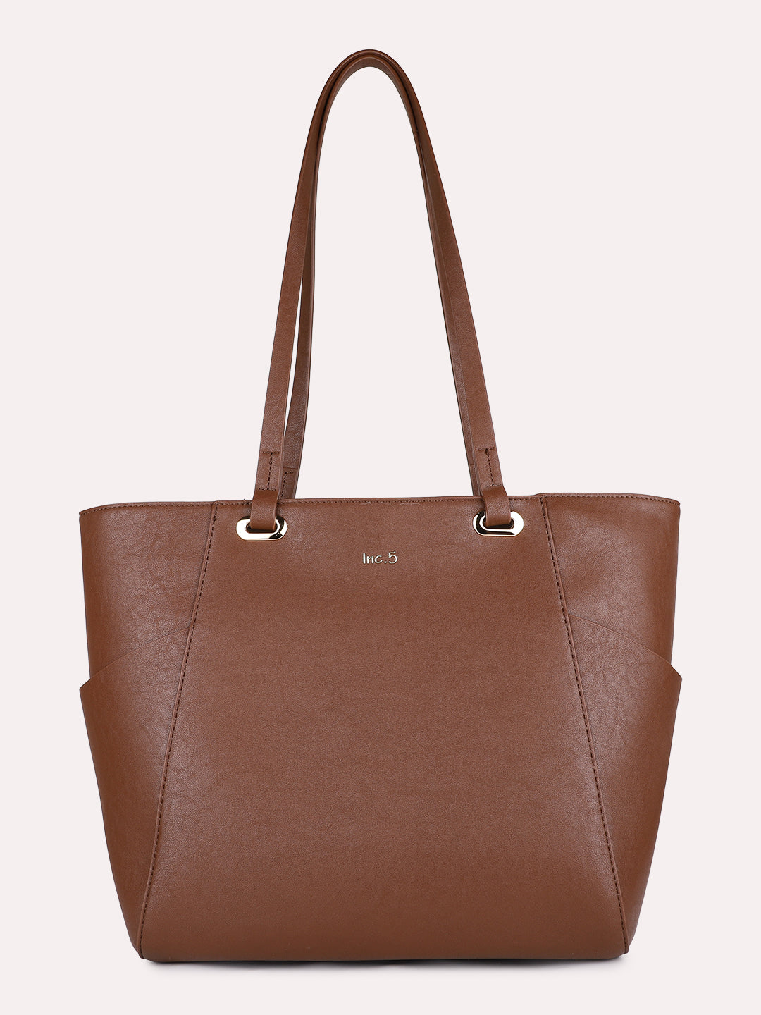 Minimalist Womens Brown Casual Solid Shoulder Bag With Zip Lock