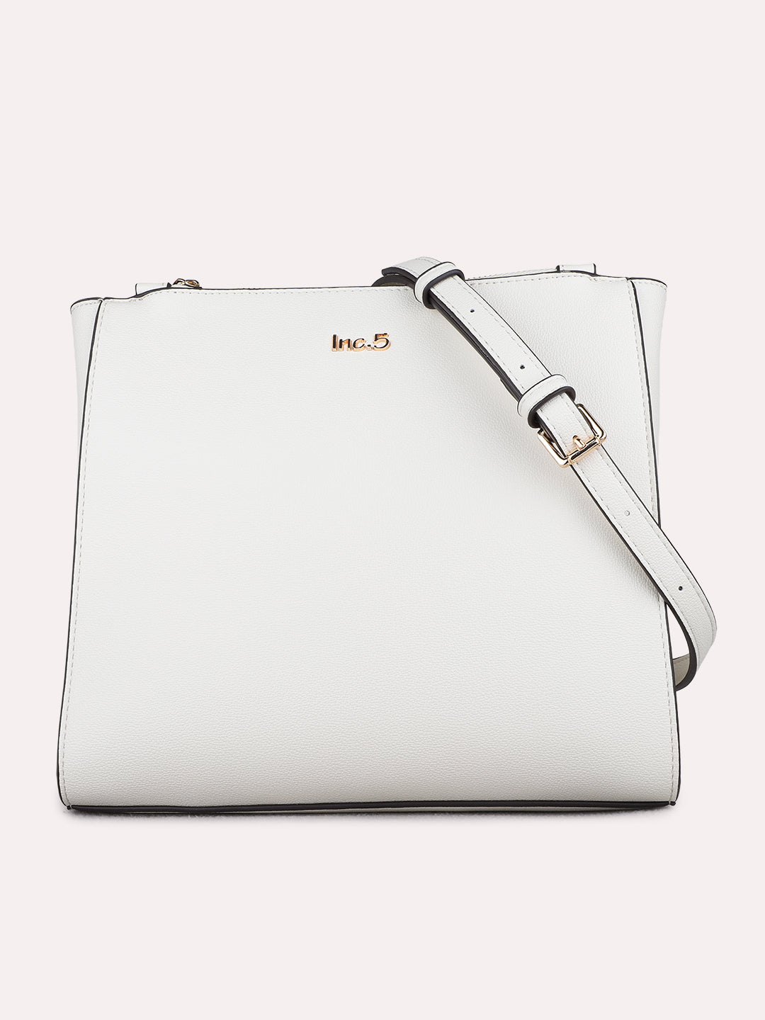 Minimalist Womens White Shoulder Bag With Zip Lock For Casual