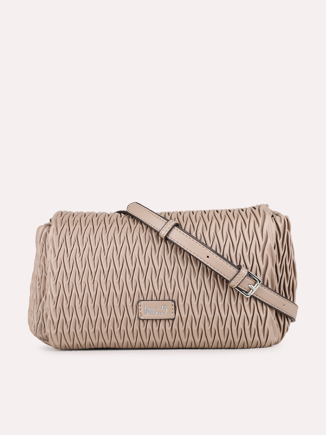 Minimalist Womens Taupe Shoulder Bag With Magnet Lock For Party